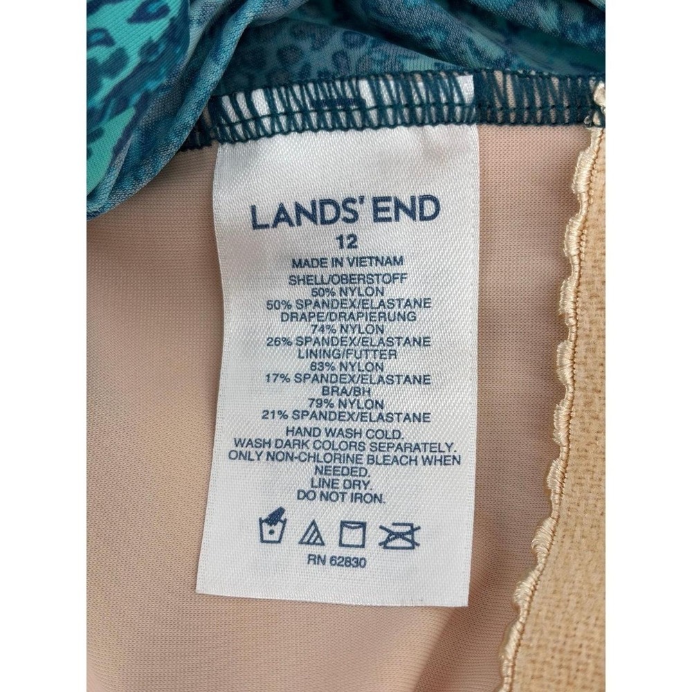 Lands End SlenderSuit Carmela One Piece Swimsuit Turquoise Paisley Plus Size 12 - Picture 5 of 8